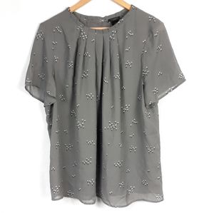Gray Ann Taylor top with small floral print